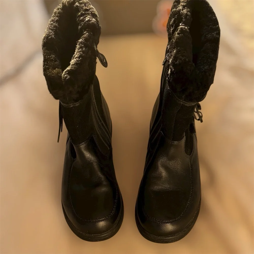 HOOPOE Fur Leather Winter Boots Size 7